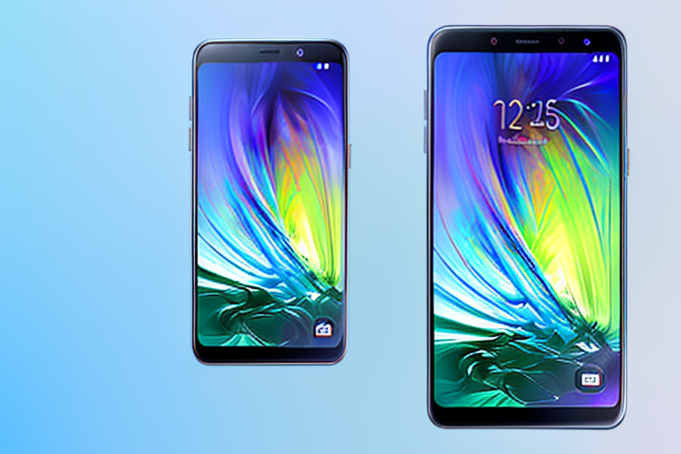 A samsung galaxy a54 smartphone with a glowing screen