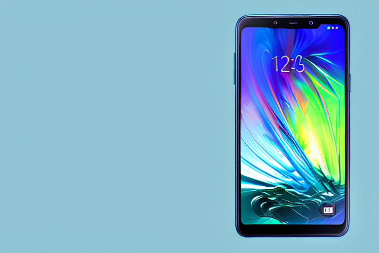 A samsung galaxy a14 smartphone with a glowing screen