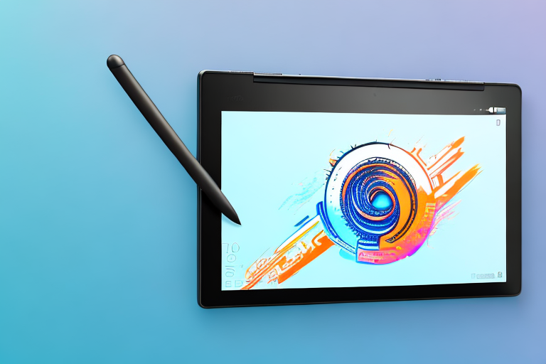 A lenovo tablet with a stylized