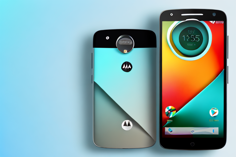 A moto g play smartphone with a stylized