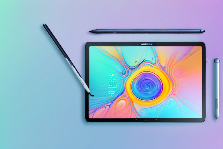 A samsung galaxy tab s8 with a glowing screen