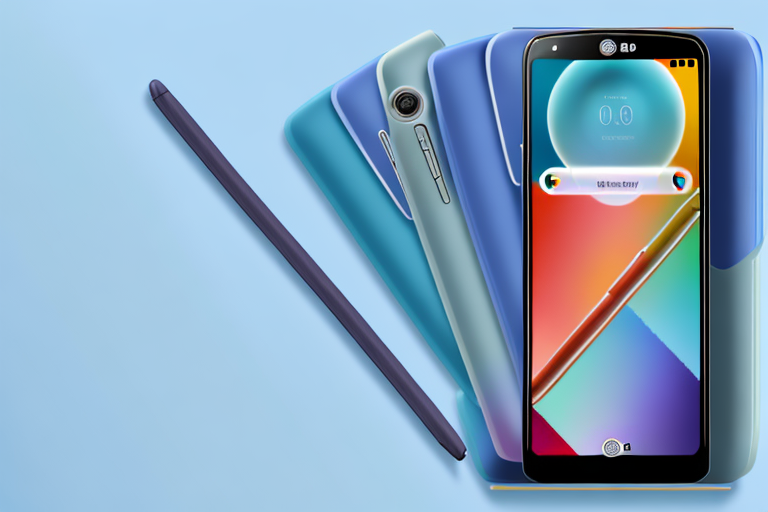 An lg stylo 4 smartphone with a glowing screen