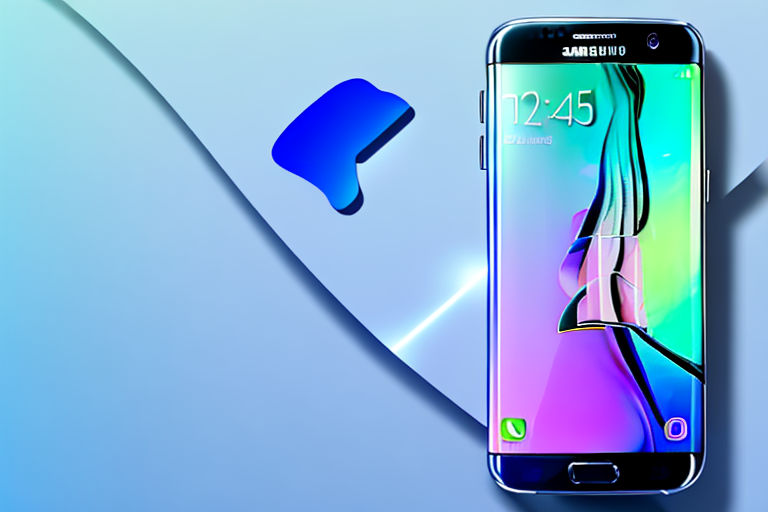 A samsung galaxy s7 phone with a light beam highlighting the power and volume down buttons