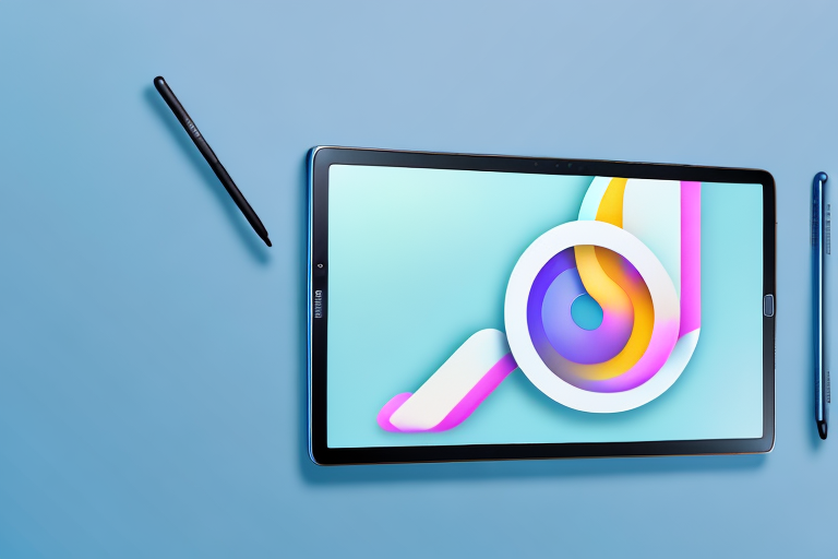 A samsung tablet a7 with a stylized