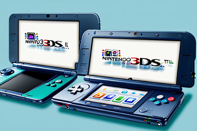 A nintendo 3ds console with the top screen displaying a game scene and the bottom screen showing the screenshot command being selected