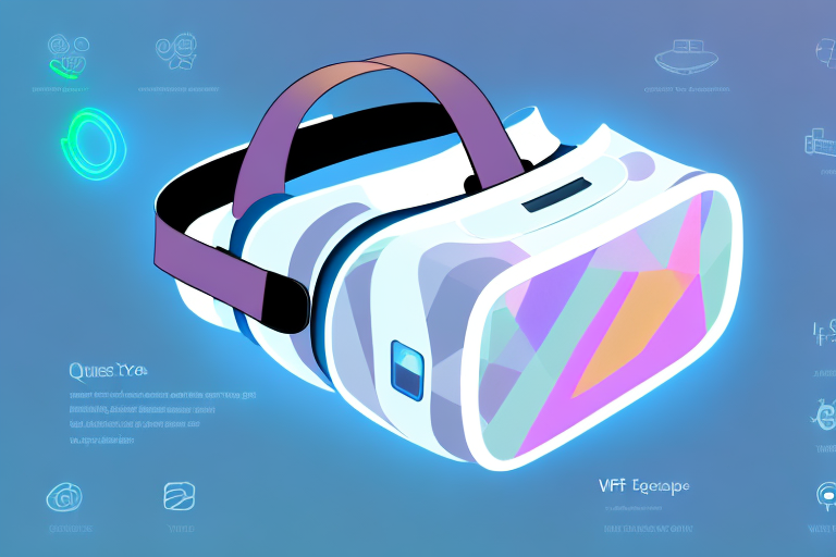 The quest 2 vr headset with light indications to the buttons needed to take a screenshot