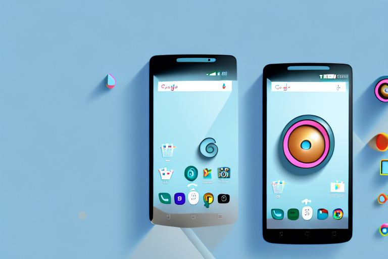 An alcatel smartphone with a visual representation of the screenshot process