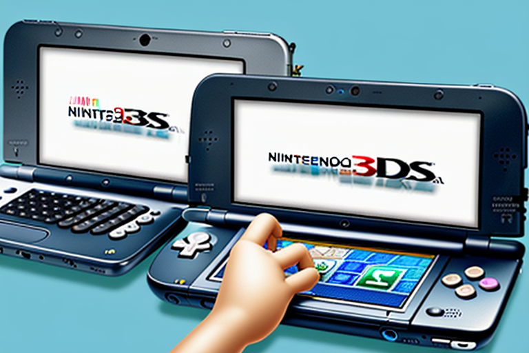 A nintendo 3ds console with the screen displaying a game