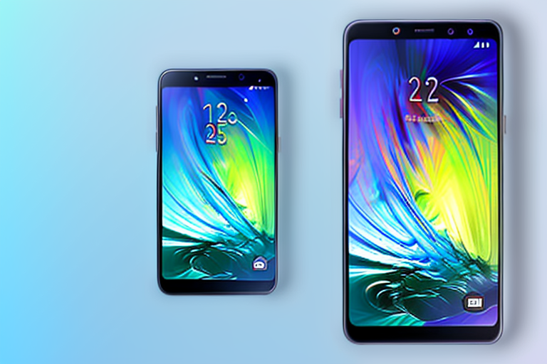 A samsung galaxy a32 smartphone with a stylized