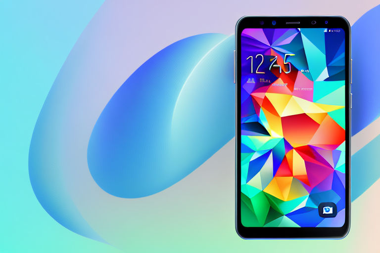 A samsung a23 smartphone with the screen displaying a vibrant image