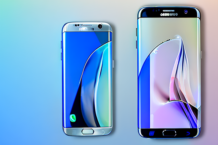 A samsung galaxy s7 smartphone with a glow effect around its power and home buttons