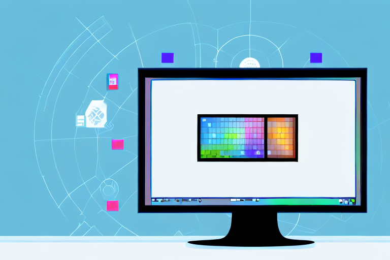 A computer monitor displaying different windows