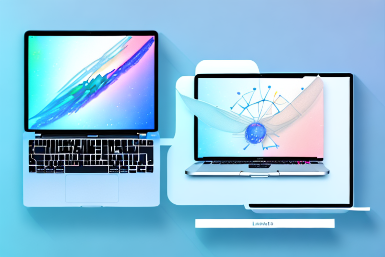 A macbook pro with the screen displaying a variety of different application windows