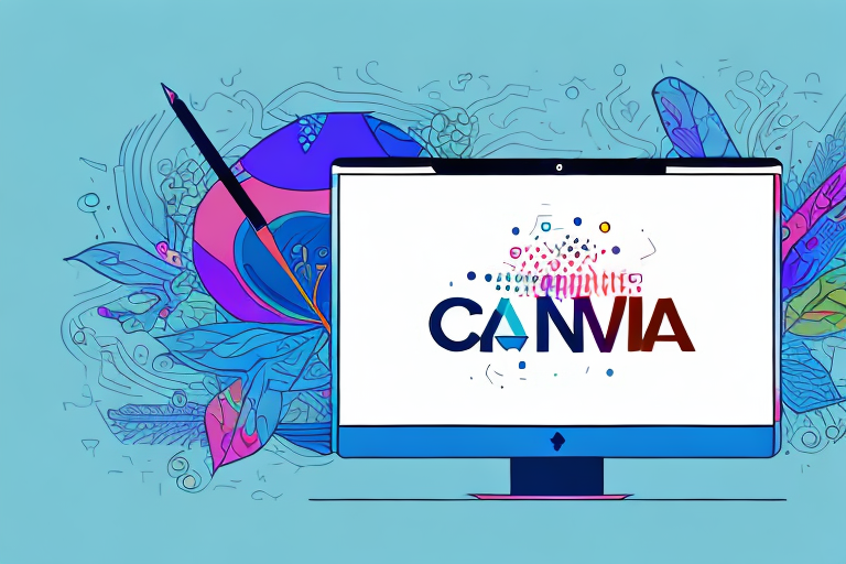 A computer screen displaying the canva interface with a vibrant gif being inserted into a digital design