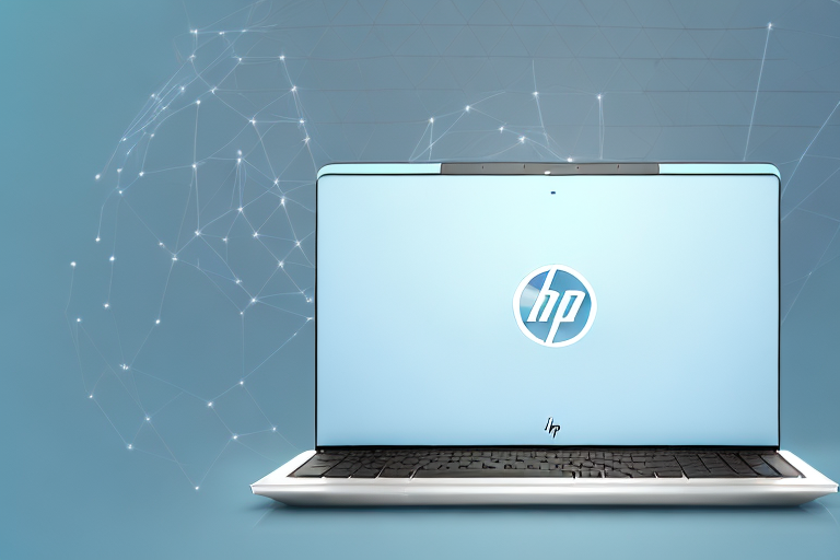 An hp laptop with a stylized