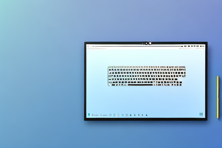 A windows 11 desktop screen with the "print screen" key highlighted on a keyboard and a small screenshot image floating above the keyboard