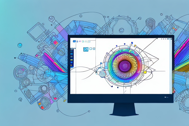 A computer screen displaying an image editing software with a detailed and vibrant screenshot being edited