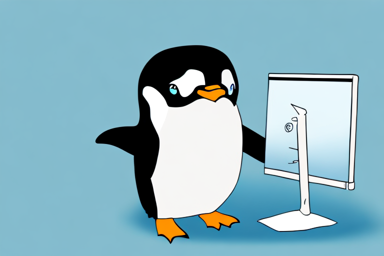 A linux penguin mascot using a stylized