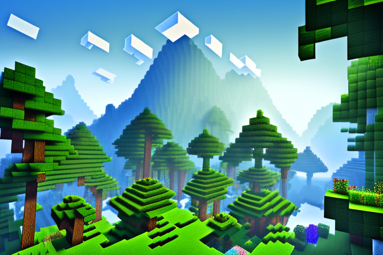 A picturesque minecraft landscape featuring a variety of biomes