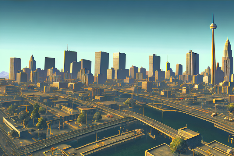 The iconic cityscape of san andreas from the gta sa definitive edition