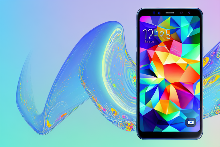 A samsung a51 smartphone with the screen displaying a vibrant image