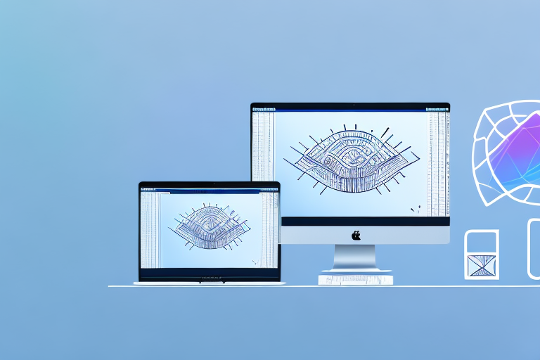 A mac computer with a screen displaying different stages of the screenshot process