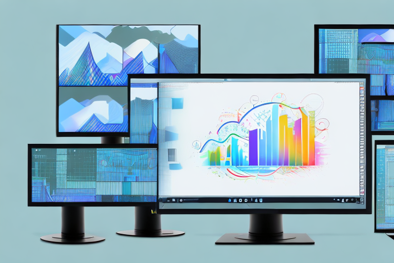 A computer monitor displaying different windows