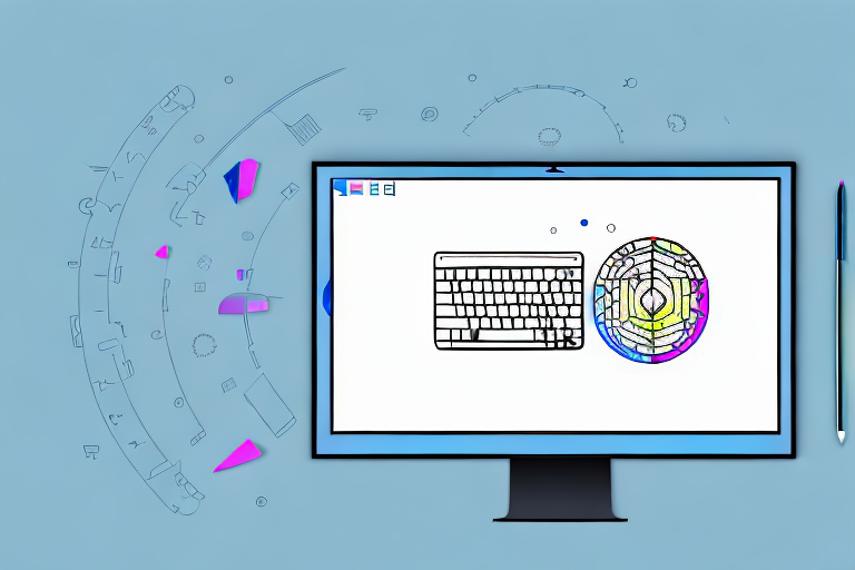 A computer screen showing the windows snipping tool interface and a keyboard with the print screen key highlighted