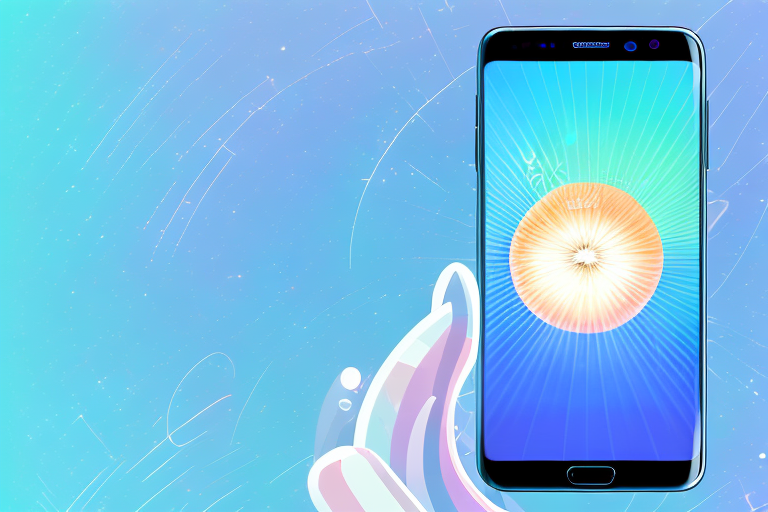 A galaxy s23 ultra smartphone with a light radiating from its screen